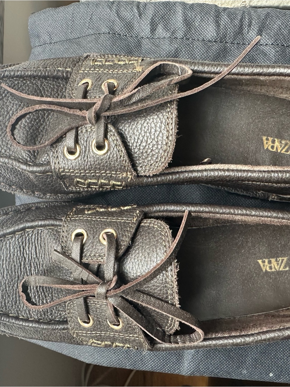 ZARA Women’s Brown Leather Moccasin Driving Shoes